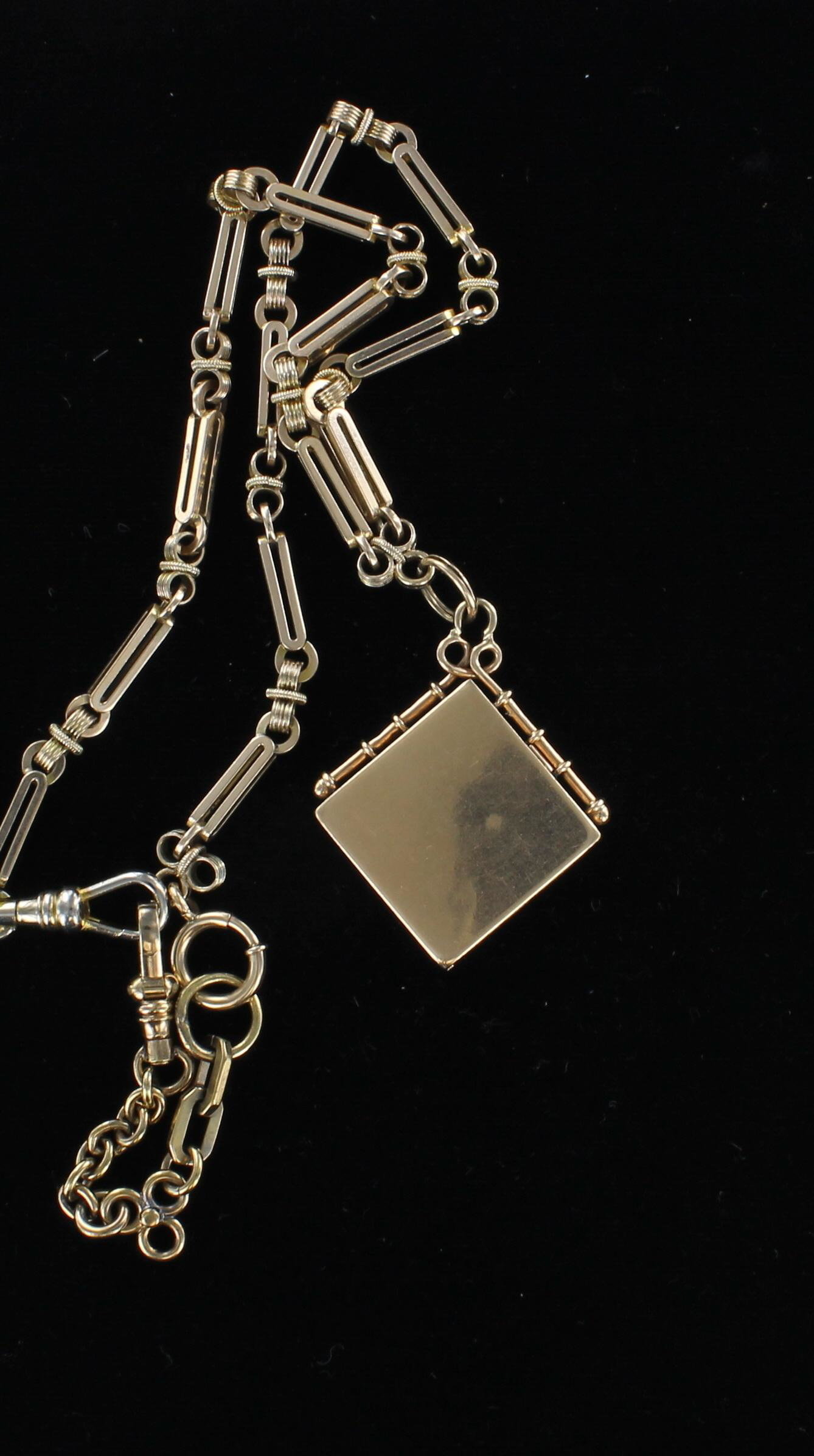 9KT LOCKET WITH WATCH CHAIN CIRCA 1900