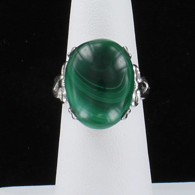 STERLING SILVER MALACHITE RING 195-4240