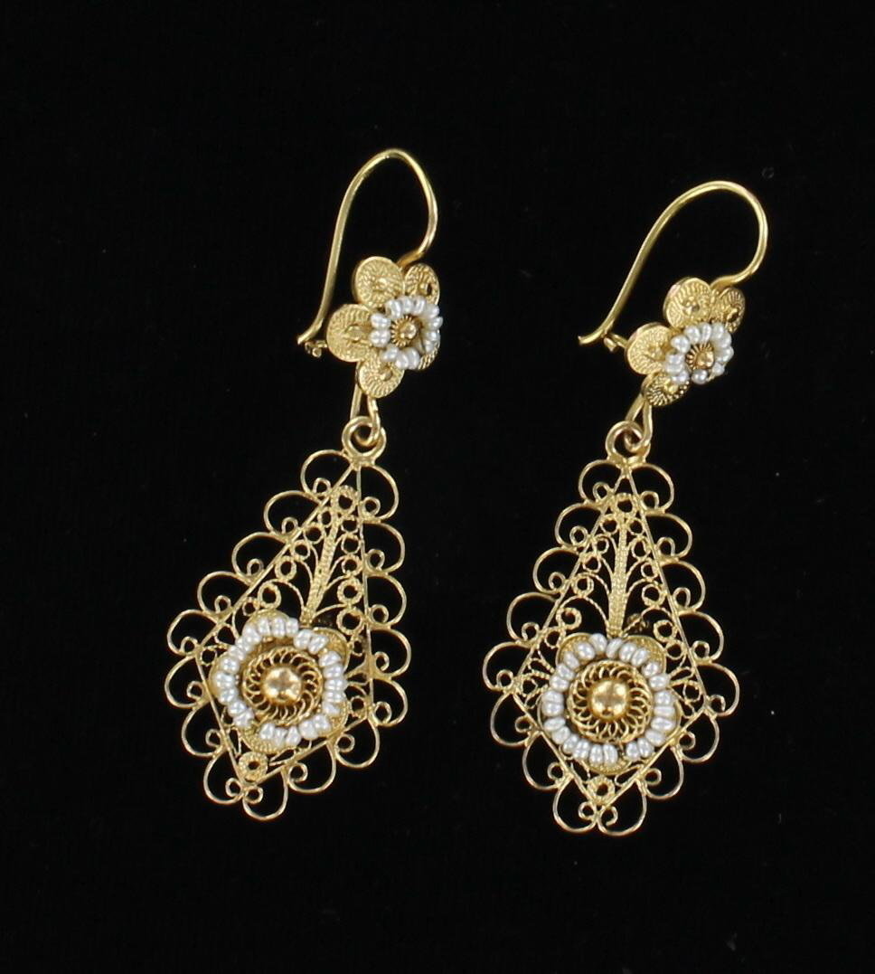 14KTY VICTORIAN SEED PEARL EARRINGS