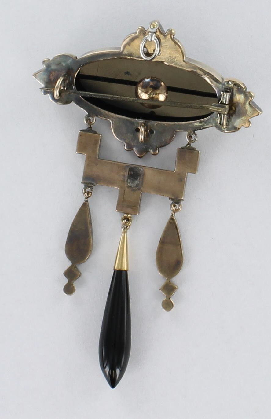 9KTY VICTORIAN ONYX PIN/PENDANT
