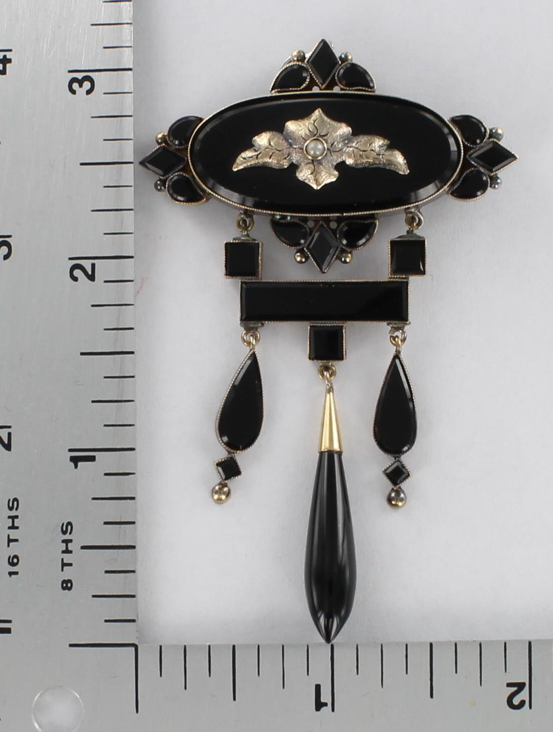 9KTY VICTORIAN ONYX PIN/PENDANT