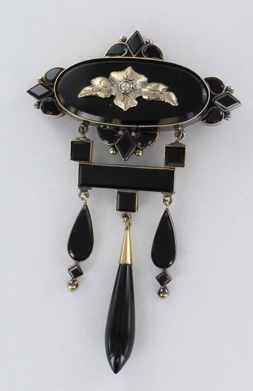 9KTY VICTORIAN ONYX PIN/PENDANT