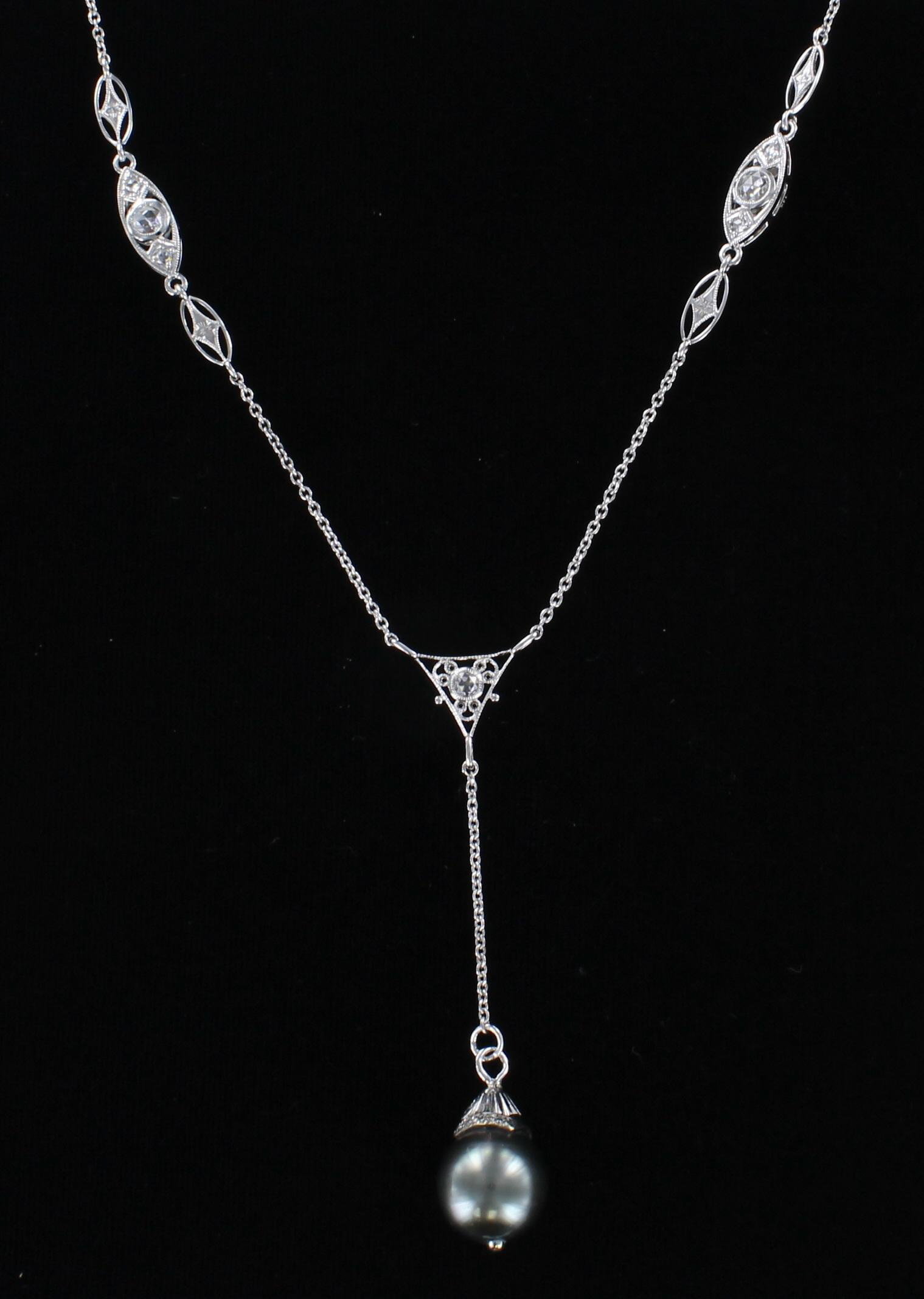14KTW DIAMOND AND PEARL Y NECKLACE 101-2862