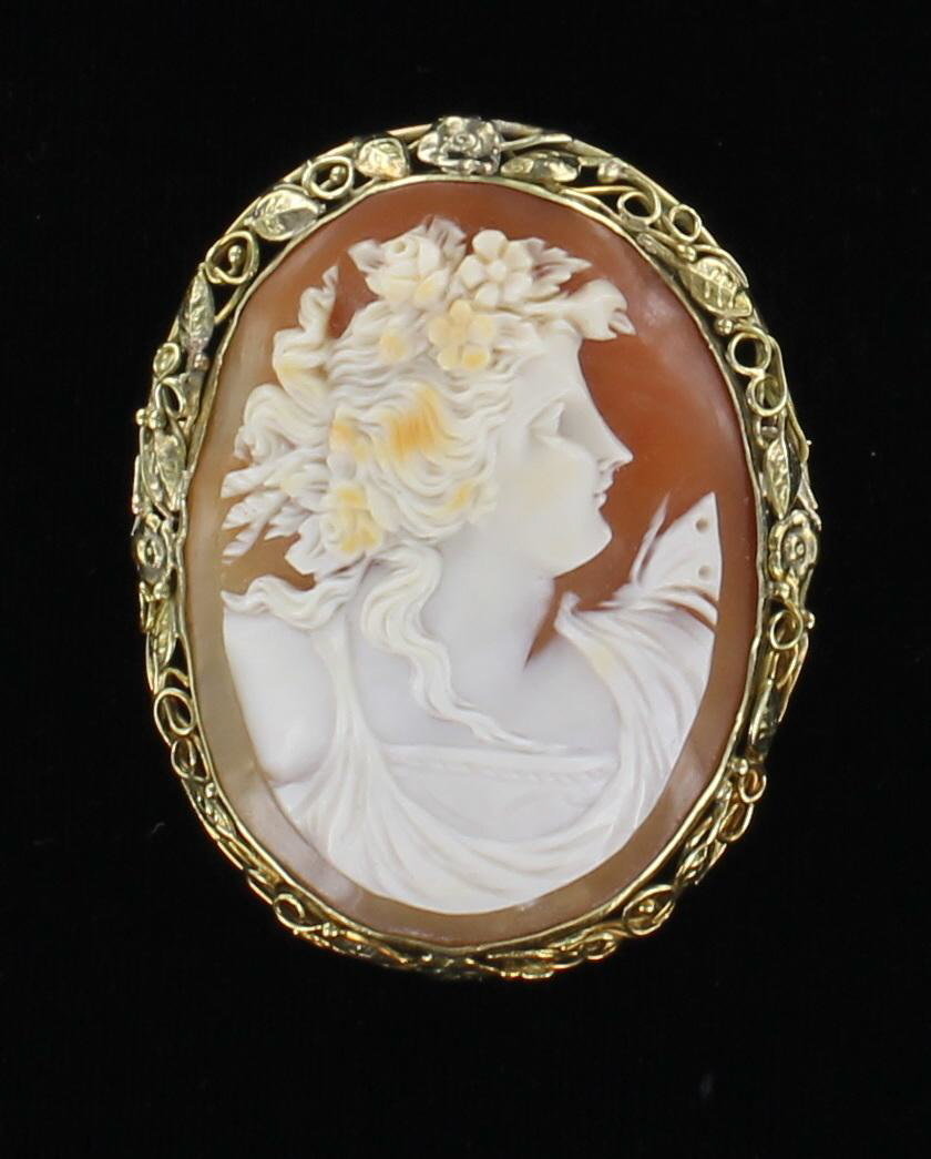 14KT CAMEO PIN/PENDANT CIRCA 1930 198-23170