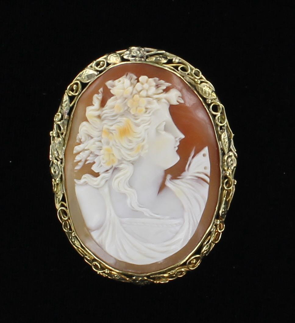 14KT CAMEO PIN/PENDANT CIRCA 1930