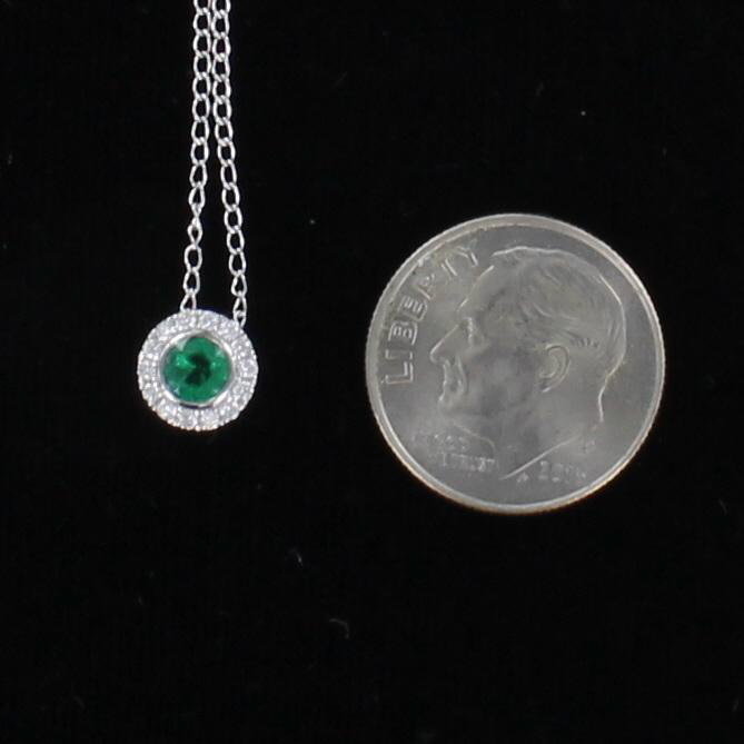 14KTW EMERALD AND DIAMOND PENDANT