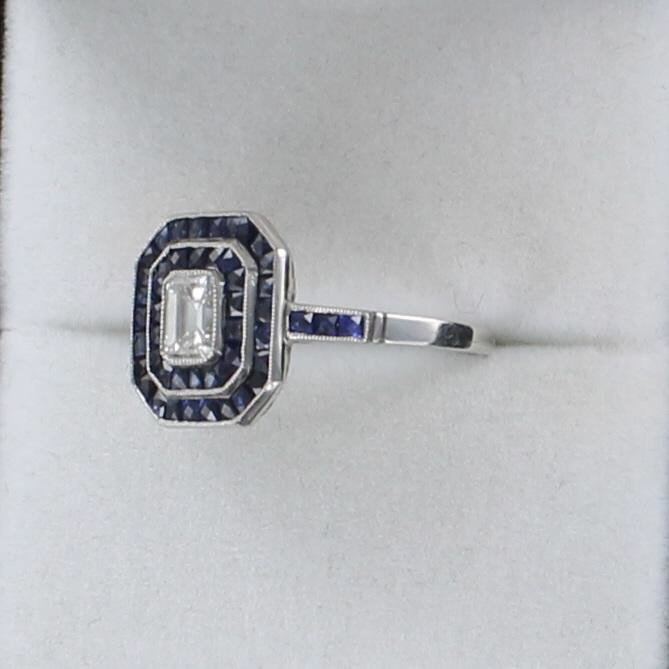 PLATINUM DIAMOND AND SAPPHIRE RING