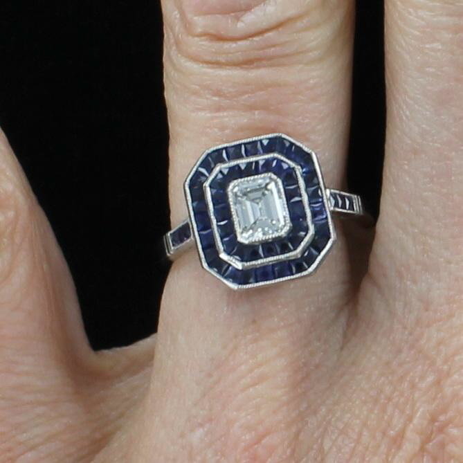PLATINUM DIAMOND AND SAPPHIRE RING