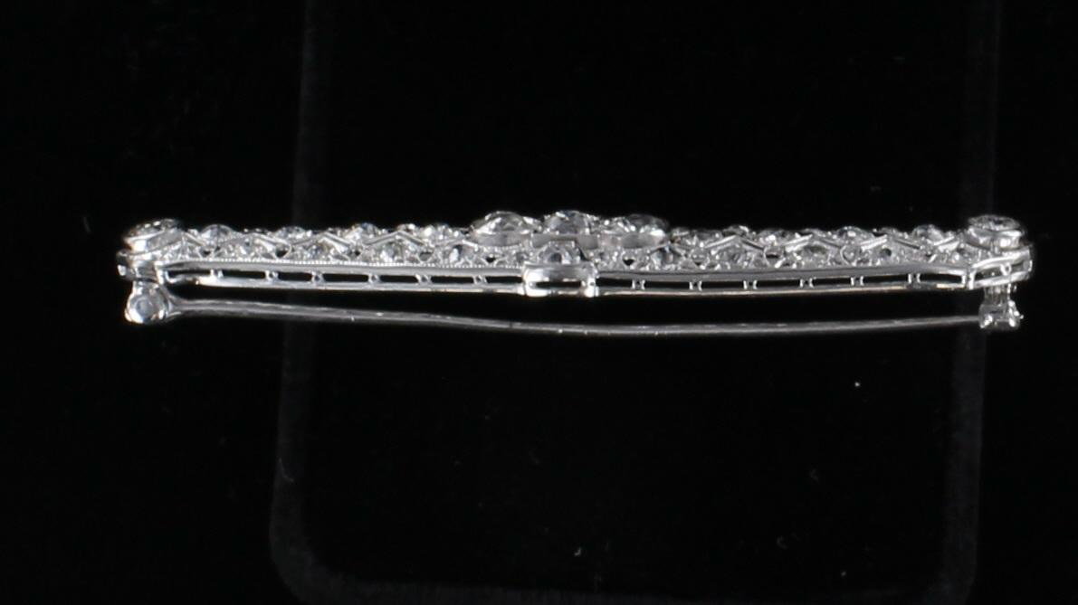 PLATINUM ART DECO DIAMOND BAR PIN