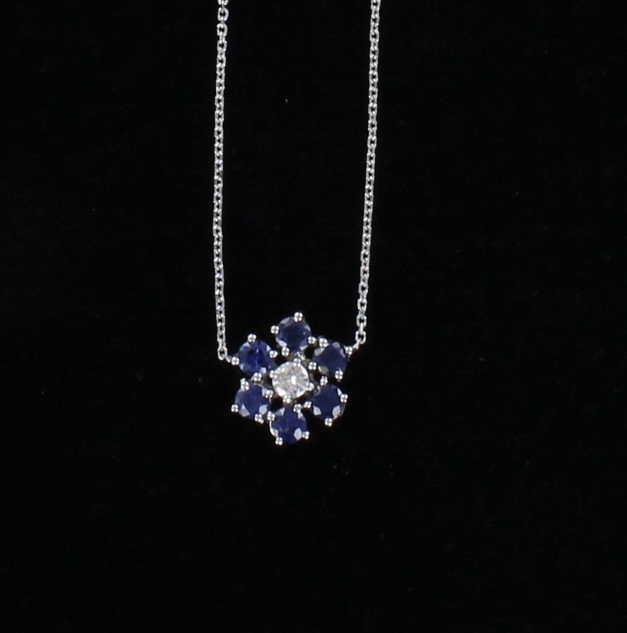 14KT SAPPHIRE FLOWER PENDANT