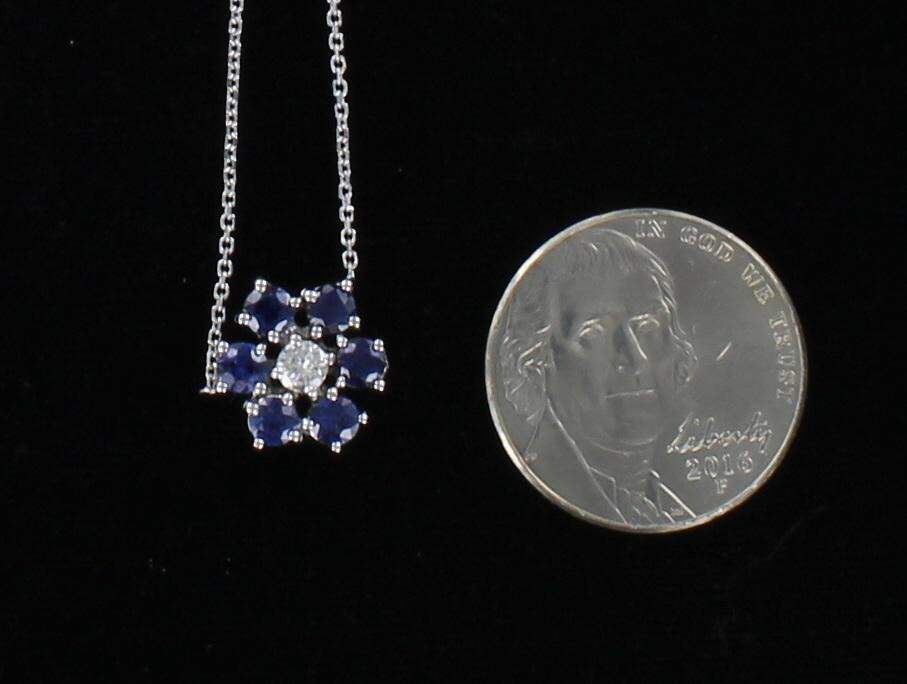 14KT SAPPHIRE FLOWER PENDANT