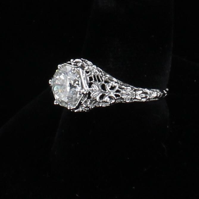 18KT ART DECO GIA CERTIFIED 1.79 CT ROUND BRILLIANT DIAMOND ENGAGEMENT RING