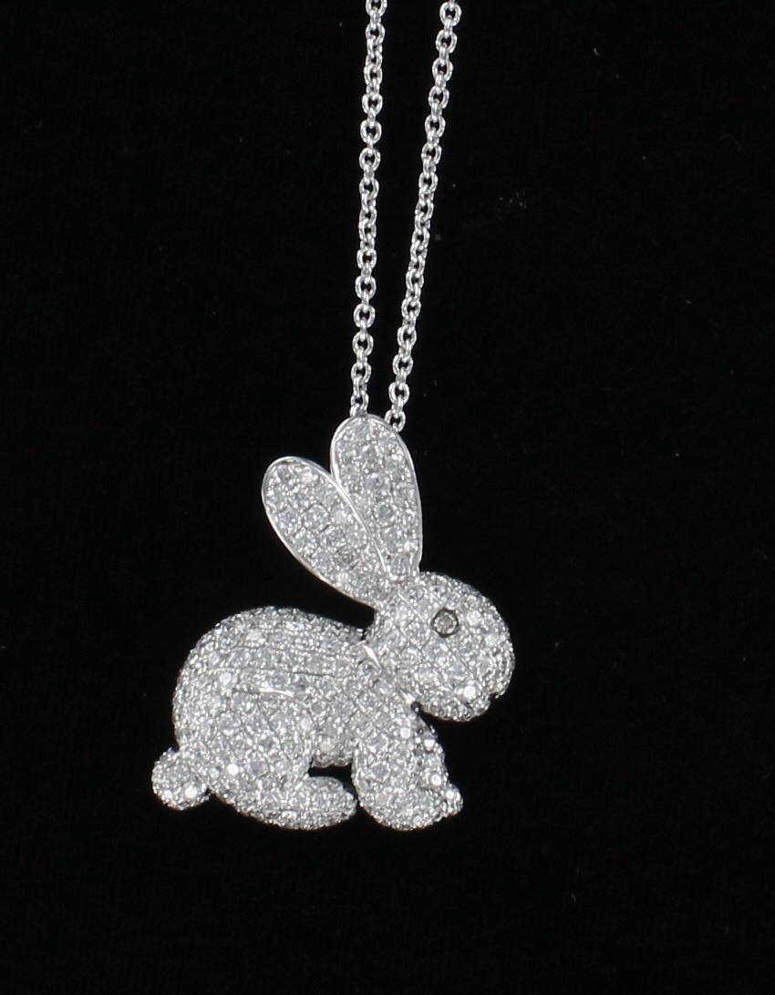 18KTW 3.5 CT. TW. ROUND BRILLIANT DIAMOND BUNNY PENDANT 036-831