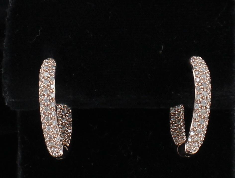 14KT ROSE GOLD 1.50 CT TW DIAMOND HOOP EARRINGS 101-2887