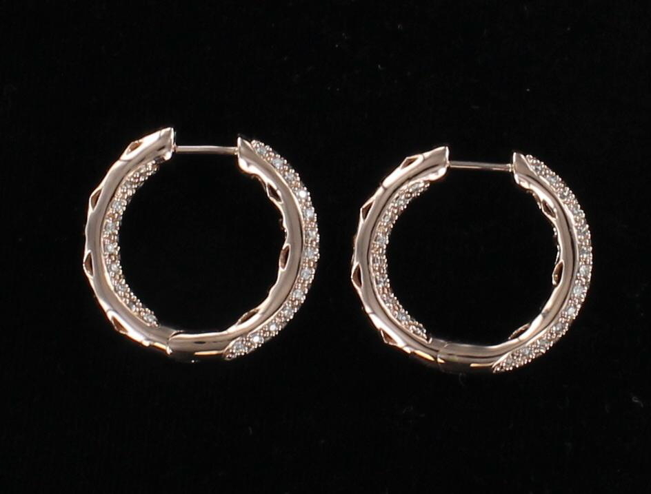 14KT ROSE GOLD 1.50 CT TW DIAMOND HOOP EARRINGS