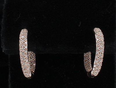 14KT ROSE GOLD 1.50 CT TW DIAMOND HOOP EARRINGS 14KT ROSE GOLD 1.50 CT TW DIAMOND HOOP EARRINGS