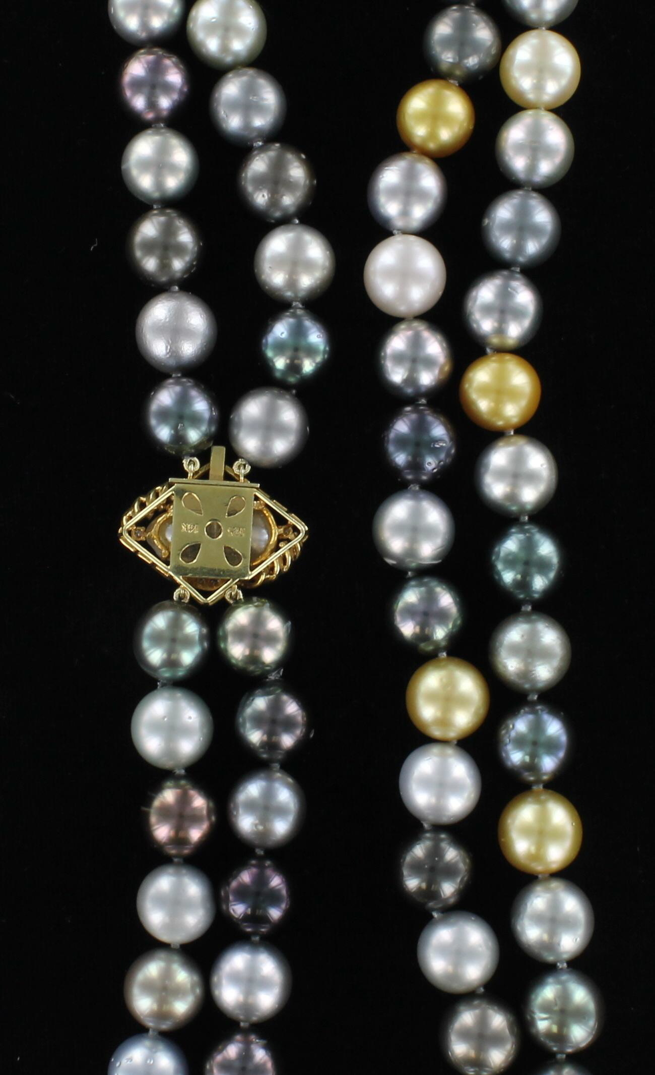 14KT MULTI-COLOR TAHITIAN PEARL NECKLACE