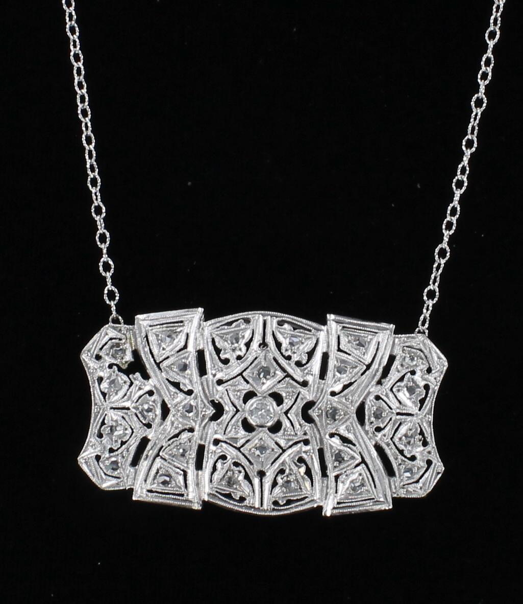 18KT ART DECO DIAMOND NECKLACE 198-23751