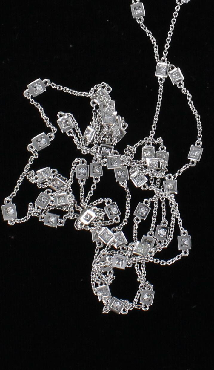14KTW PRINCESS-CUT DIAMOND CHAIN