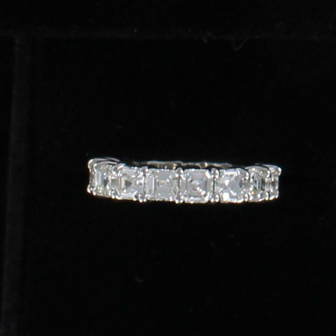 PLATINUM ASSCHER-CUT DIAMOND ETERNITY BAND, SZ 6.5 036-839