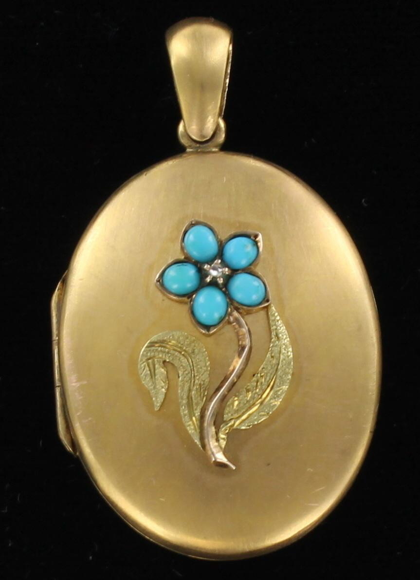 12KT LOCKET WITH TURQUOISE CIRCA 1900 95-103