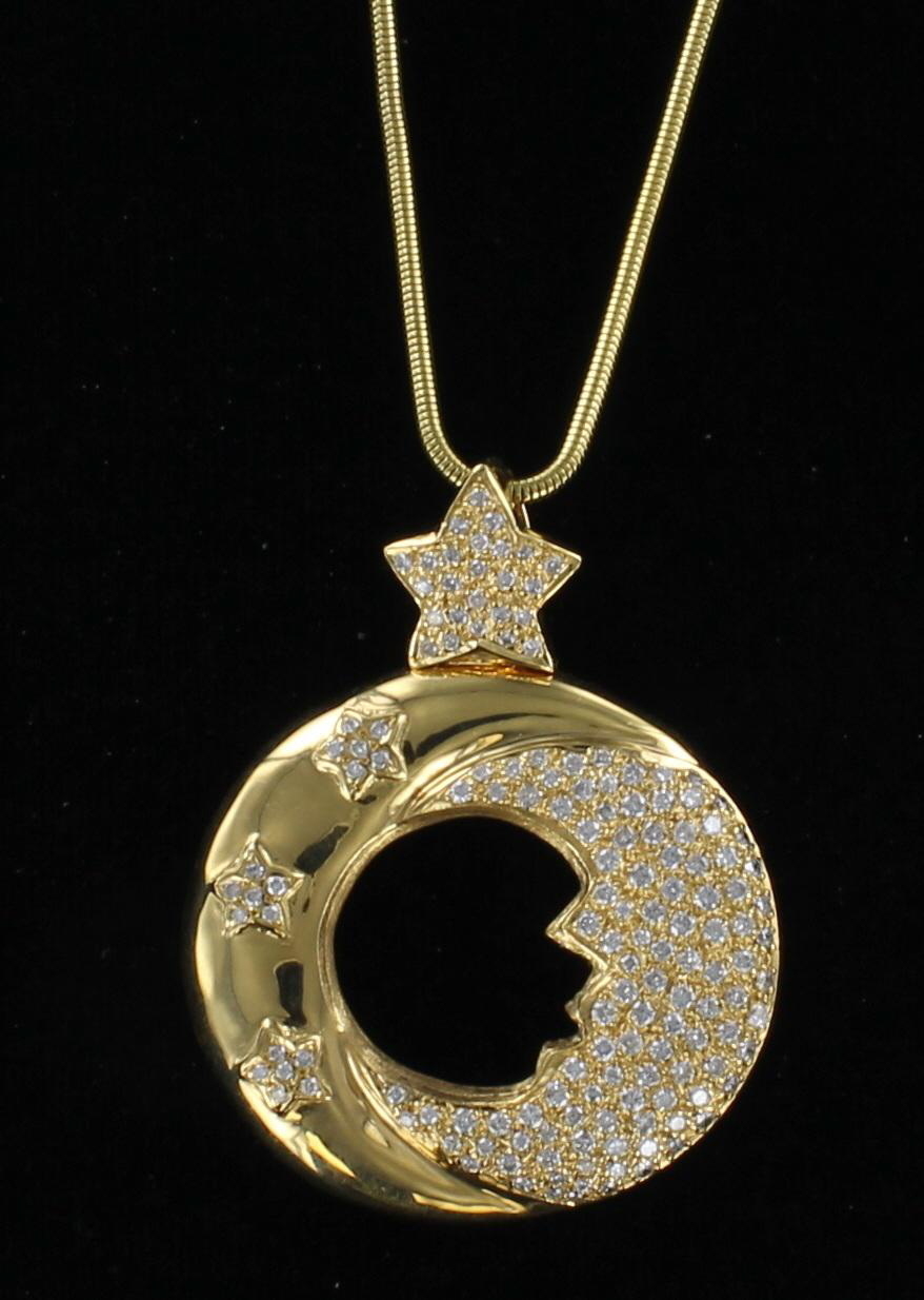 18KT MOON AND STAR PENDANT 101-2900