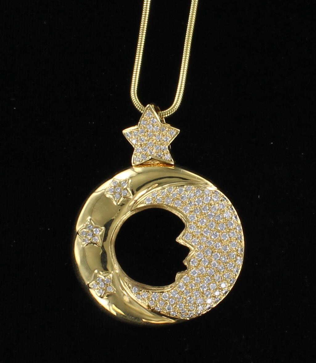 18KT MOON AND STAR PENDANT