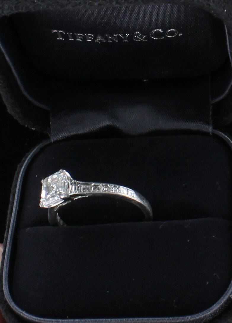 PLATINUM TIFFANY 1.52 ASSCHER CUT DIAMOND ENGAGEMENT RING