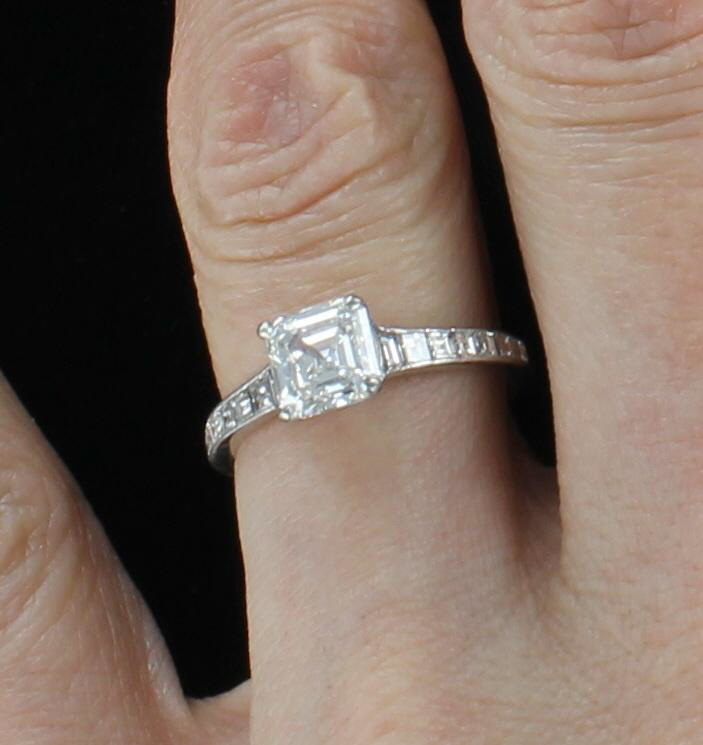 PLATINUM TIFFANY 1.52 ASSCHER CUT DIAMOND ENGAGEMENT RING