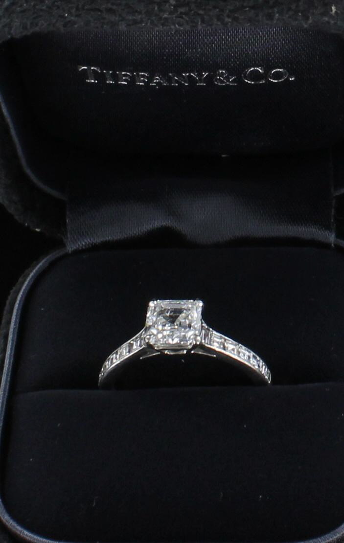 PLATINUM TIFFANY 1.52 ASSCHER CUT DIAMOND ENGAGEMENT RING