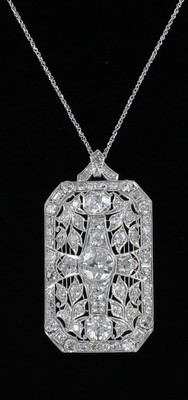 PLATINUM 7.0 CT TW DIAMOND PENDANT/PIN CIRCA 1920 PLATINUM 7.0 CT TW DIAMOND PENDANT/PIN CIRCA 1920