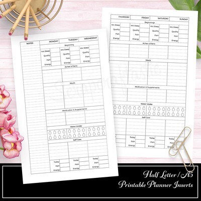 Fifty percent Web page (A5) Printable Planner Inserts photograph regarding Free Planner Refills Printable referred to as 50 % Web site (A5) Printable Planner Inserts