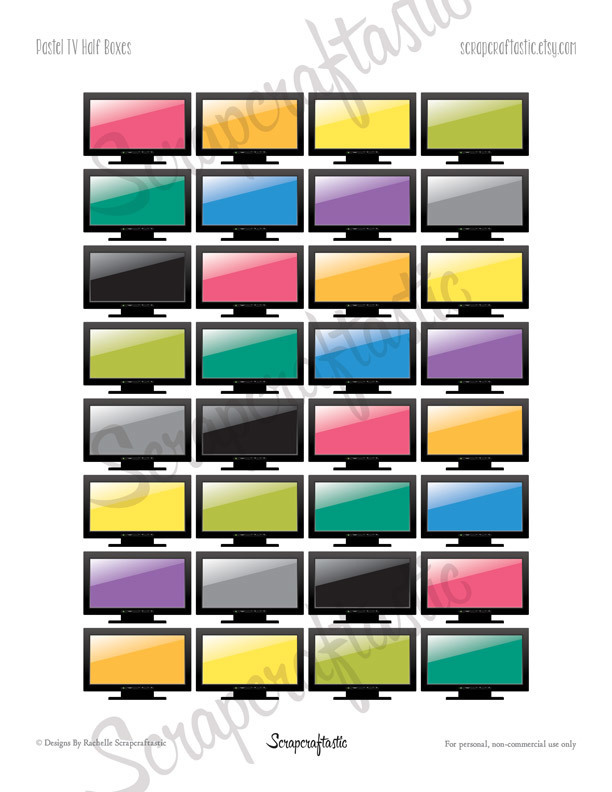 TV Half Box Printable Planner Stickers for any Planner | Mambi Happy Planner, Erin Condren, Kikki-K, Filofax, ColorCrush, Carpe Diem
