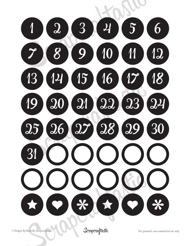 Planner Pro Black DIY Calendar, List and Monthly Challenge Numbered Printable Planner Stickers for paper planners, binders, inserts