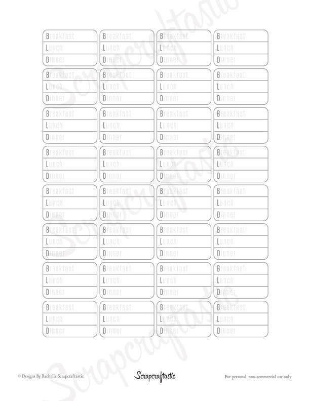 Breakfast, Lunch, Dinner (BLD) and Breakfast, Lunch, Dinner, Drinks (BLDD) Minimals Printable Planner Stickers for MAMBI Happy Planner