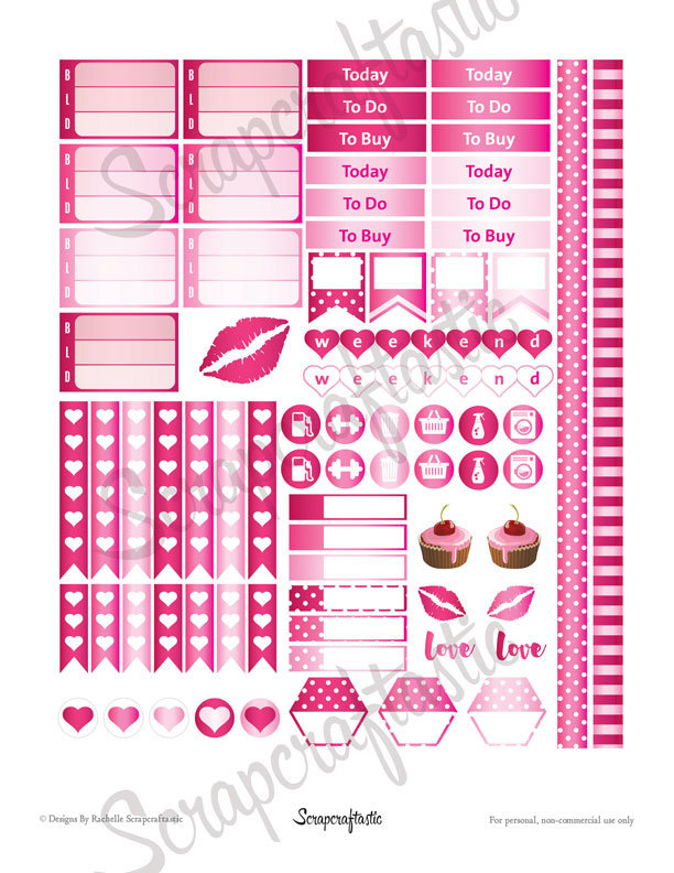Pinkness Printable Planner Stickers | Classic Mambi Happy Planner Full Boxes | Half Box and other printable stickers for any planner