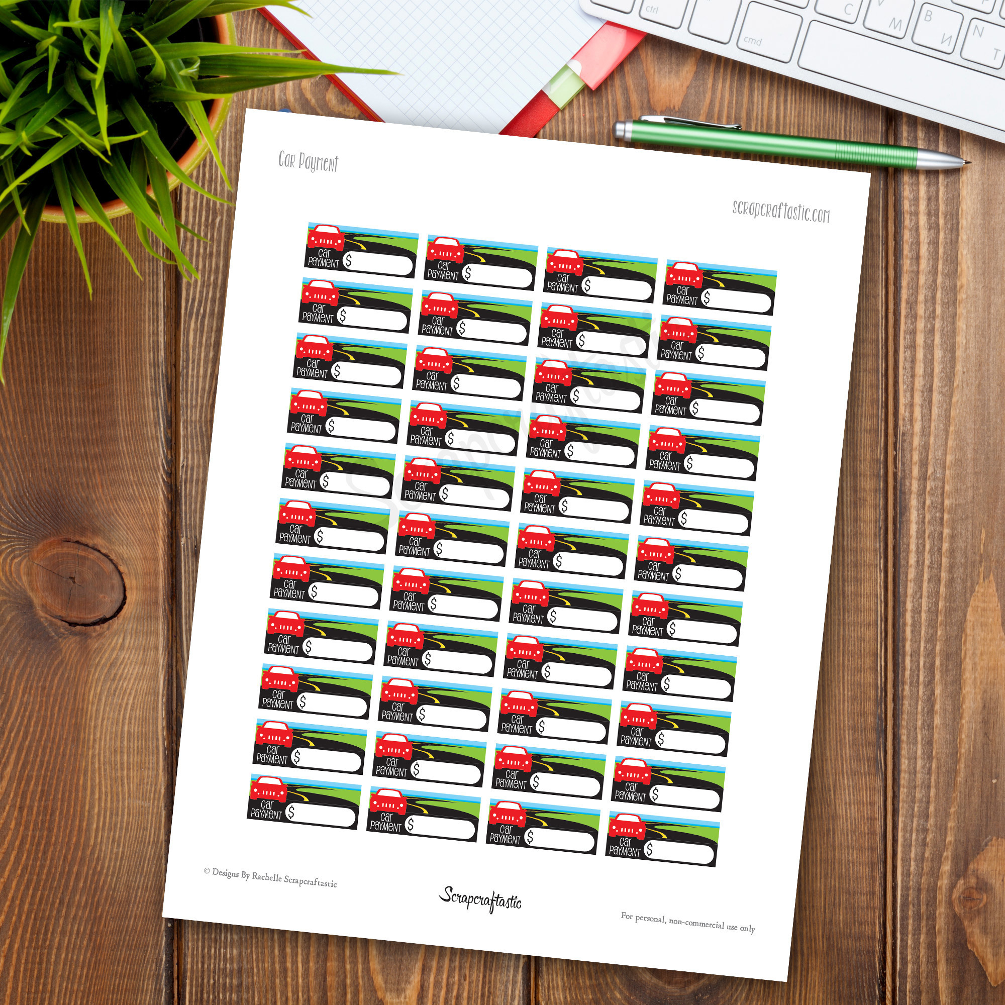 Car Payment Printable Planner Stickers for any Planner | Mambi Happy Planner, Erin Condren, Kikki-K, Filofax, ColorCrush, Recollections 04128