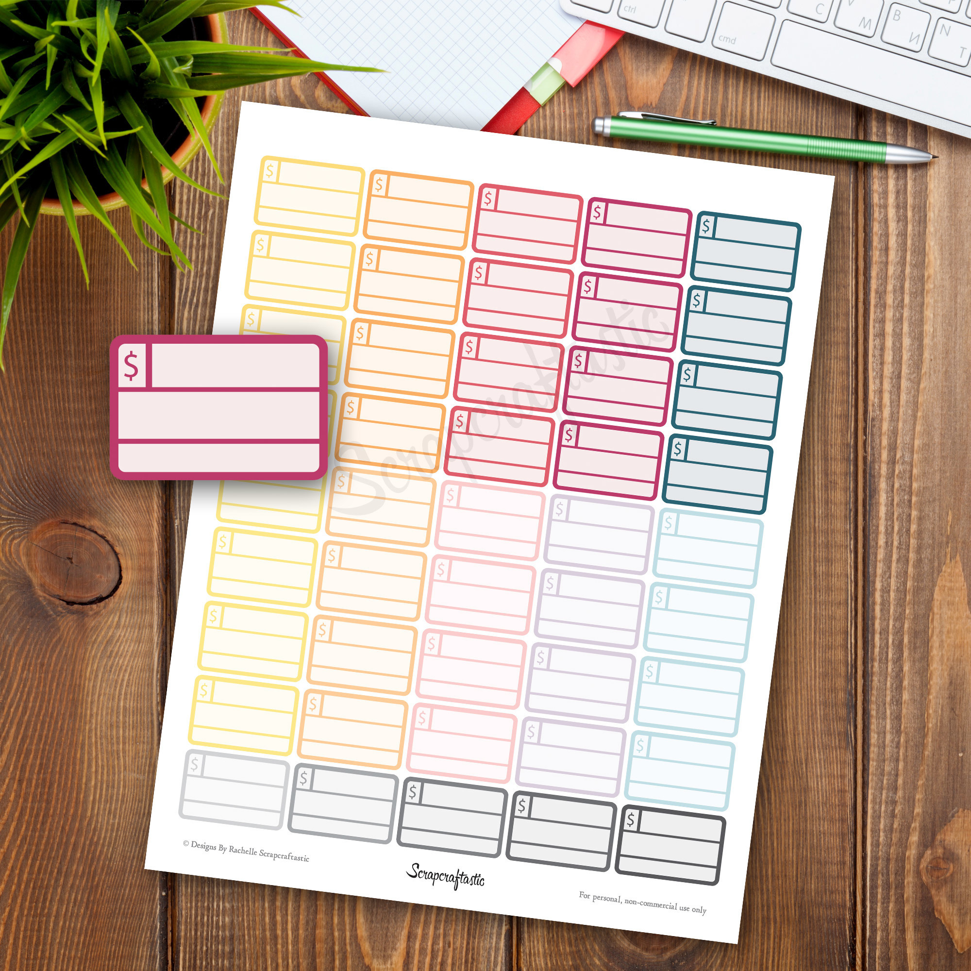 Bill Pay Half Box Printable Planner Stickers for Erin Condren Life Planner, Filofax, Mambi Happy Planner, Personal Planner, Paper Planner 04148