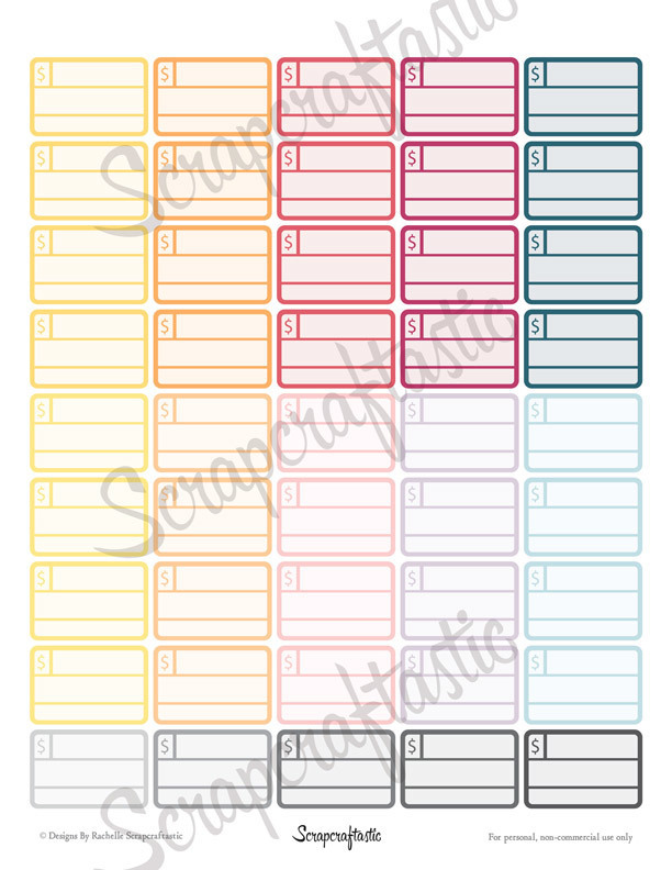 Bill Pay Half Box Printable Planner Stickers for Erin Condren Life Planner, Filofax, Mambi Happy Planner, Personal Planner, Paper Planner