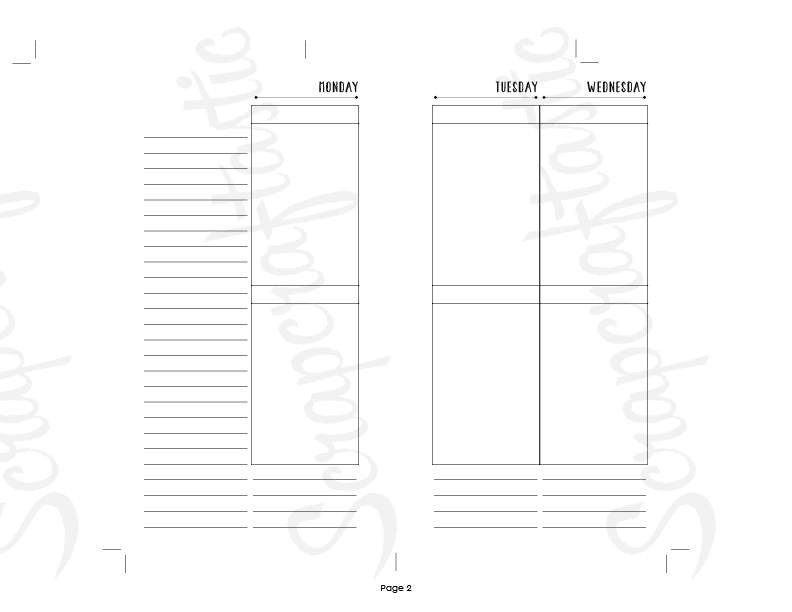 Deluxe Planner Printable Insert Refill Undated WO4P Personal Size Filofax, Kikki K, ColorCrush with MAMBI Happy Planner Size Full Boxes