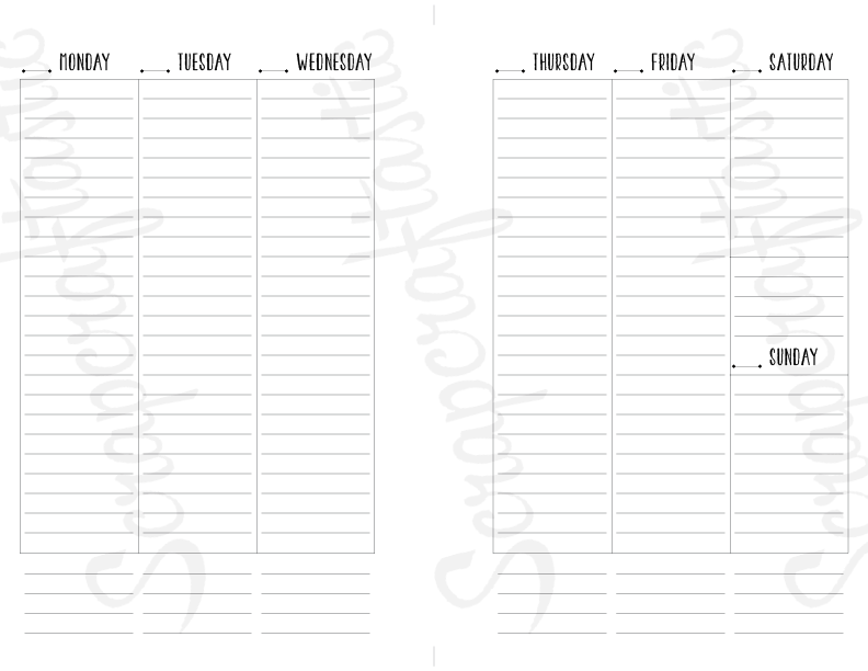 WO2P Column Lined Half Page Printable Planner Insert Refill Undated fits A5 Binder - Recollections, Filofax, Kikki K, Erin Condren width columns