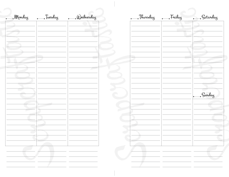 WO2P Column Lined Half Page Printable Planner Insert Refill Undated fits A5 Binder - Recollections, Filofax, Kikki K, Erin Condren width columns