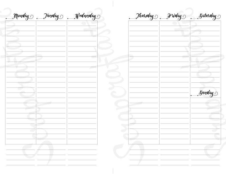 WO2P Column Lined Half Page Printable Planner Insert Refill Undated fits A5 Binder - Recollections, Filofax, Kikki K, Erin Condren width columns