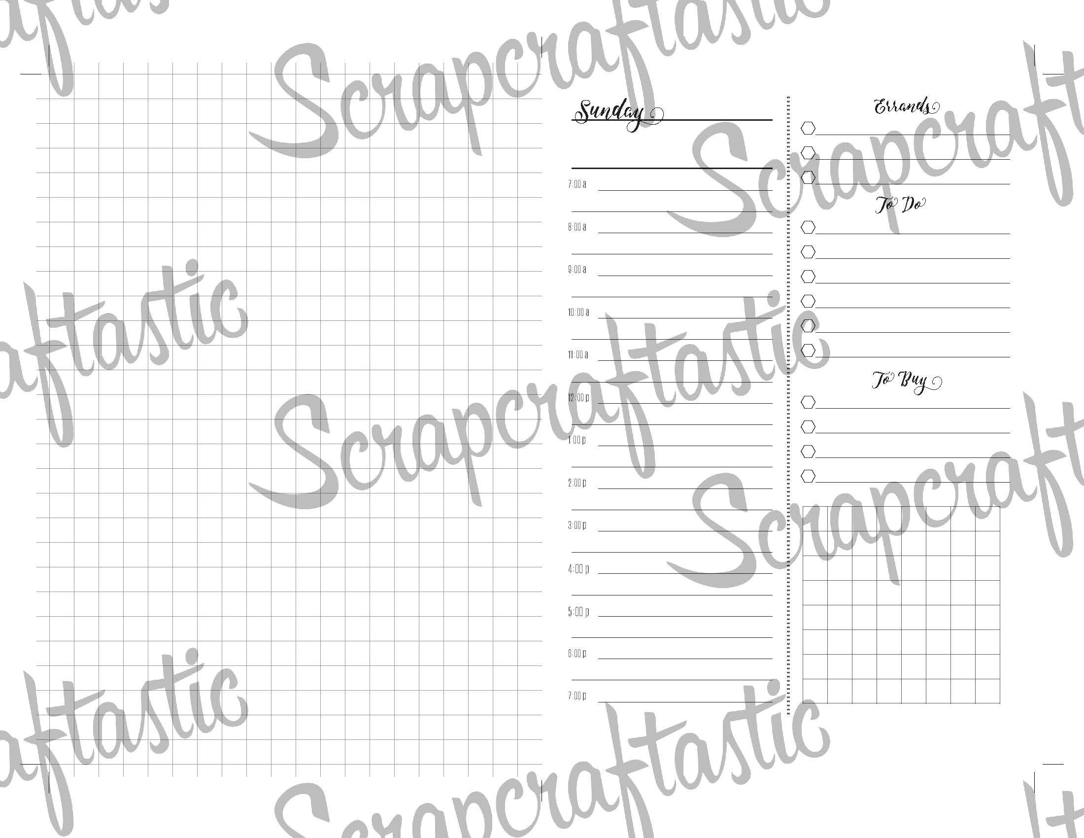 Full Month Notebook: Extended Daily B6 Printable Traveler's Notebook Insert with MO2P, WO1P Horizontal and DO1P Daily Schedule Pages