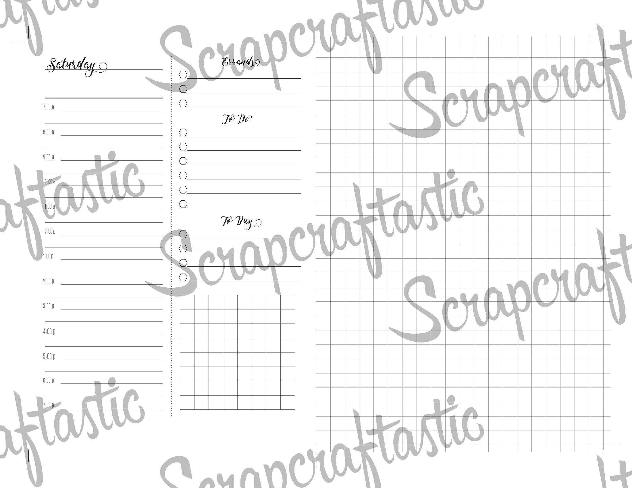 Full Month Notebook: Extended Daily B6 Printable Traveler's Notebook Insert with MO2P, WO1P Horizontal and DO1P Daily Schedule Pages