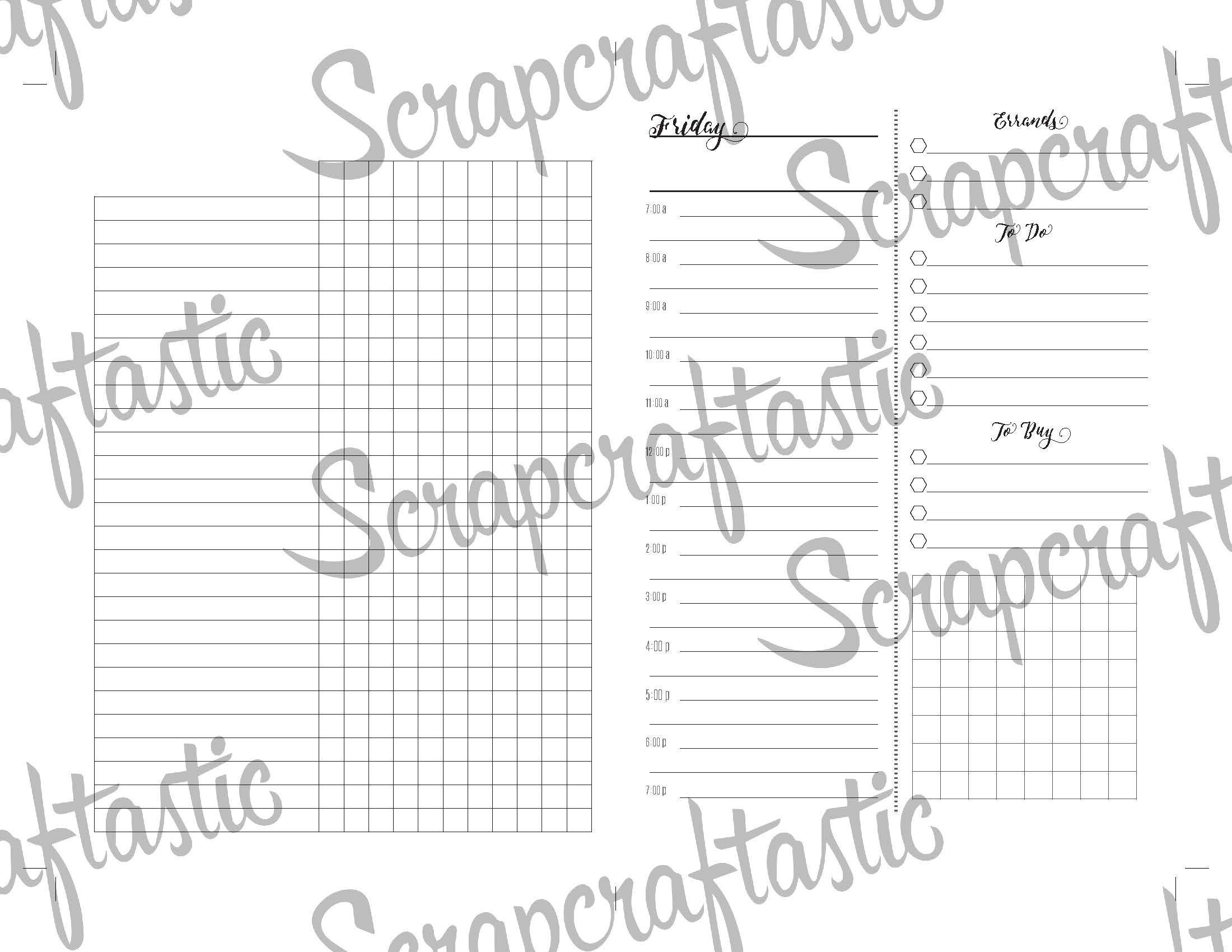 Full Month Notebook: Extended Daily B6 Printable Traveler's Notebook Insert with MO2P, WO1P Horizontal and DO1P Daily Schedule Pages