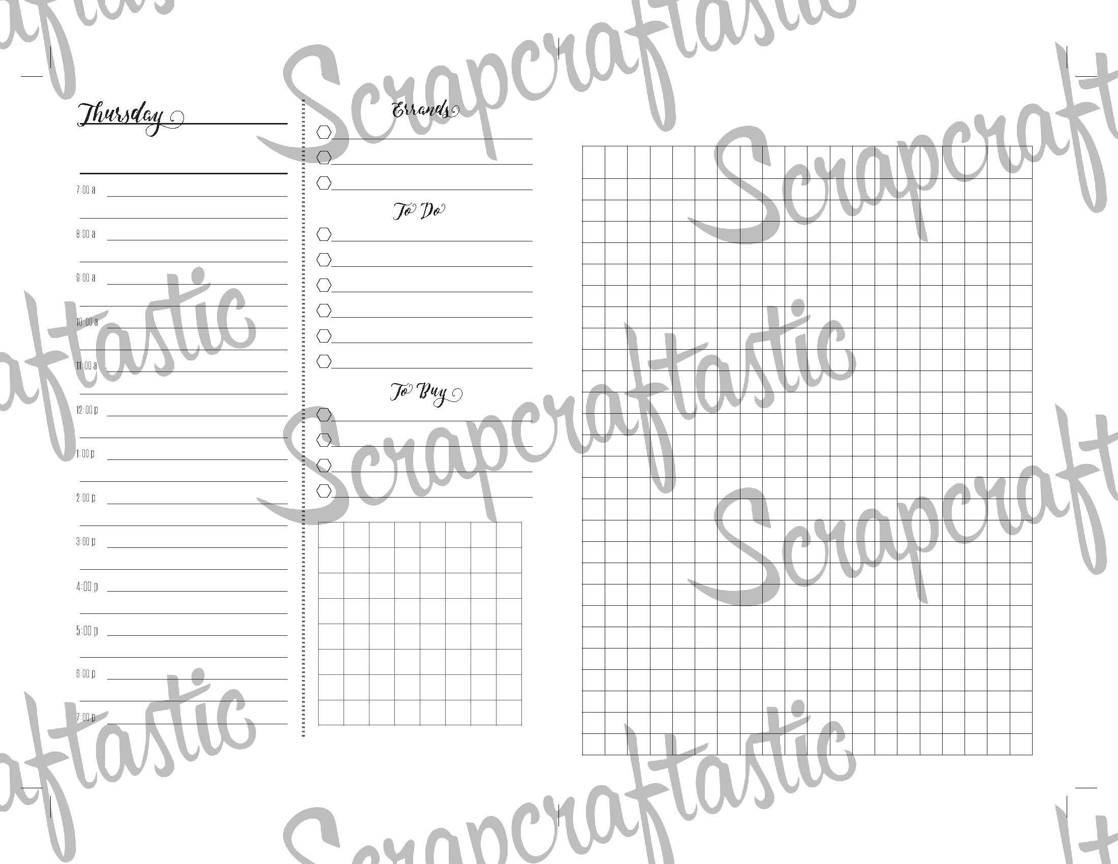 Full Month Notebook: Extended Daily B6 Printable Traveler's Notebook Insert with MO2P, WO1P Horizontal and DO1P Daily Schedule Pages