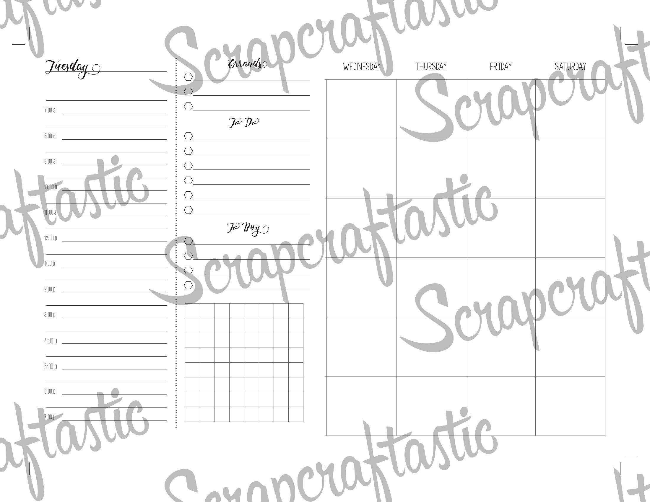 Full Month Notebook: Extended Daily B6 Printable Traveler's Notebook Insert with MO2P, WO1P Horizontal and DO1P Daily Schedule Pages