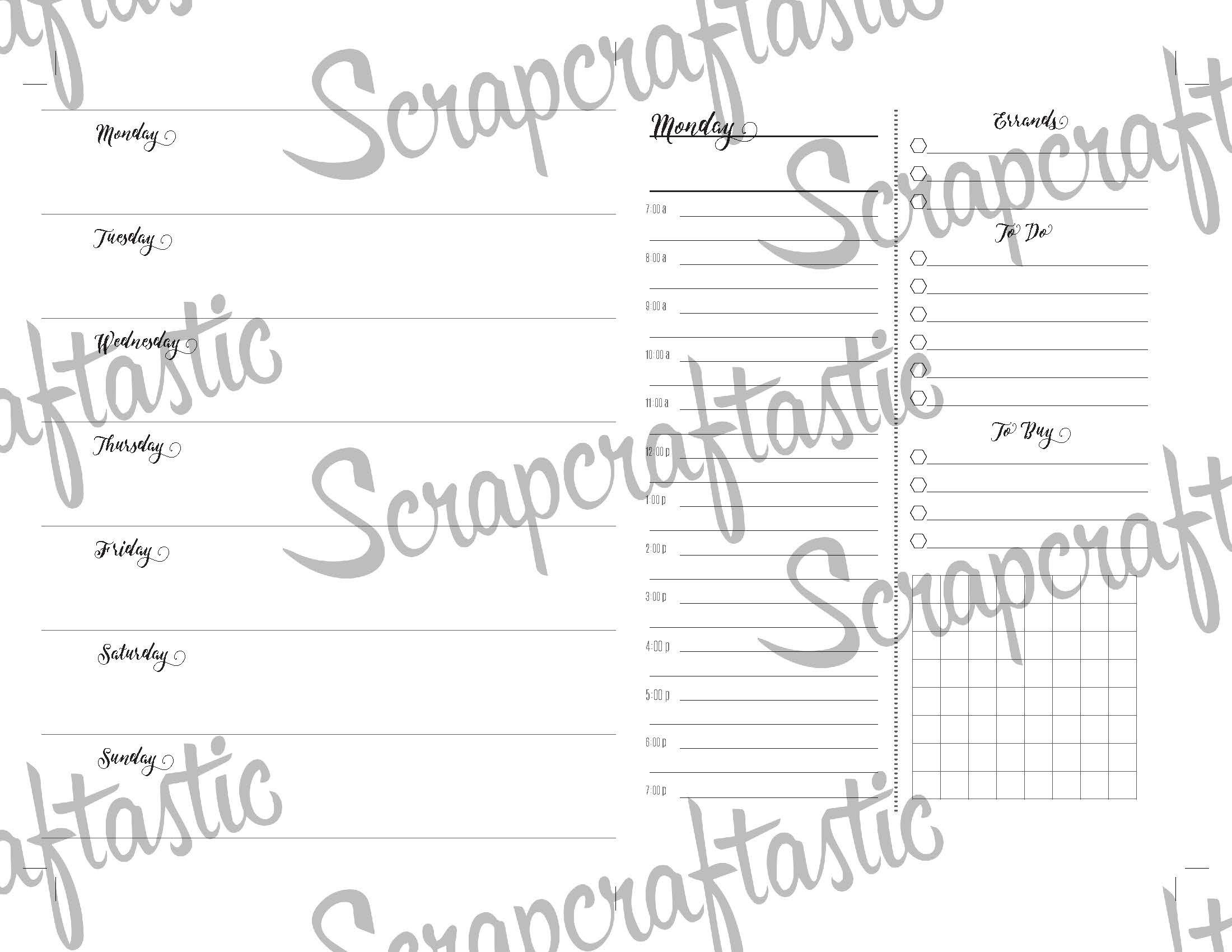 Full Month Notebook: Extended Daily B6 Printable Traveler's Notebook Insert with MO2P, WO1P Horizontal and DO1P Daily Schedule Pages