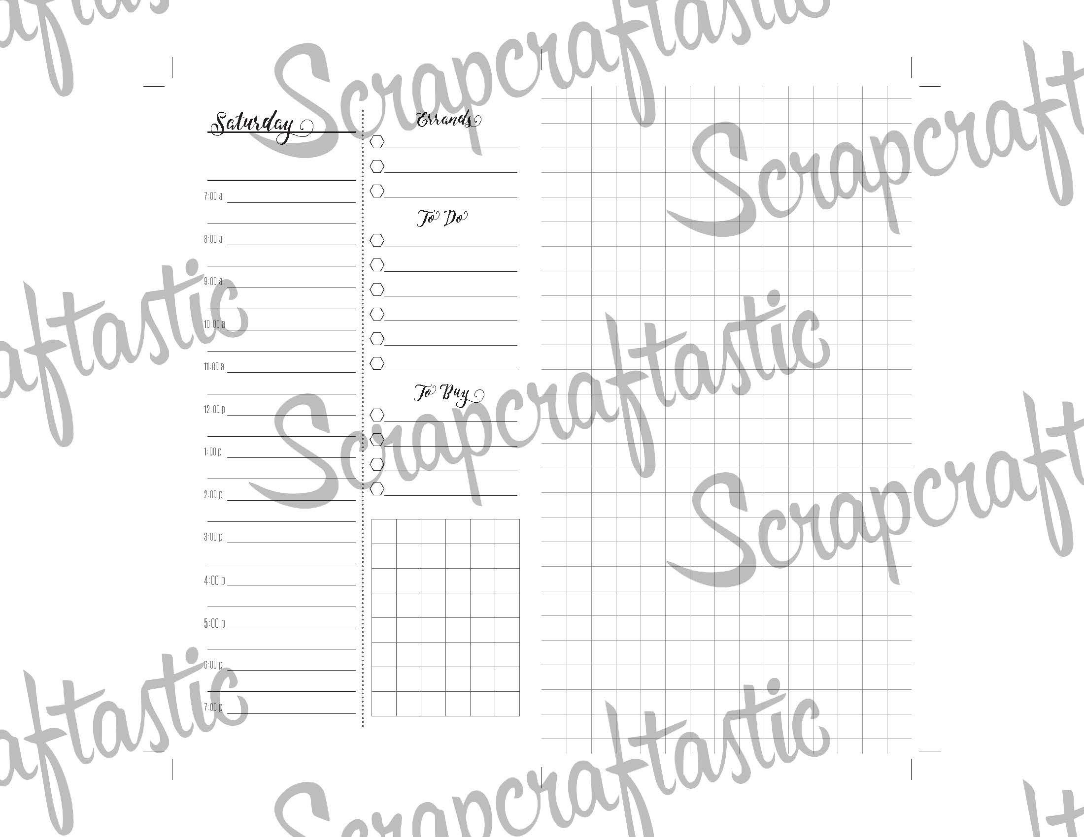 Full Month Notebook: Extended Daily Personal Size Printable Traveler's Notebook Insert with MO2P, WO1P Horizontal and DO1P Daily Schedule Pages